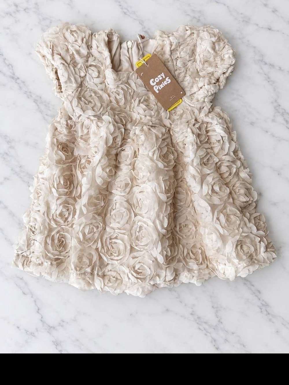 Girls' Cream Floral Rosette Dress 12-18 Months
